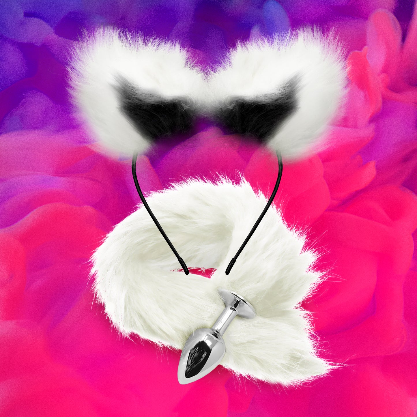 Snow Fox Ears with Fluffy Tail Plug
