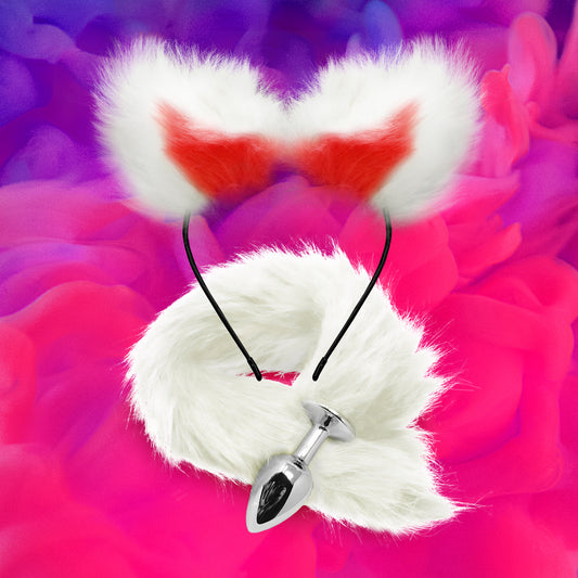 Snow Fox Ears with Fluffy Tail Plug